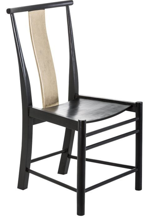 Chaise art déco bois de mindi noir et doré Poldie - Lot de 2 - Photo n°1