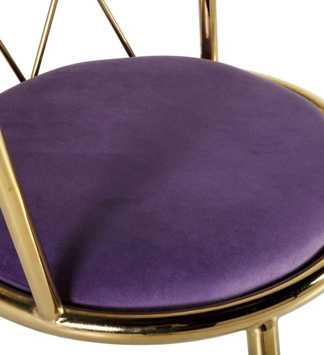 Chaise art déco Haut en velours violet et acier doré Westa - Photo n°4