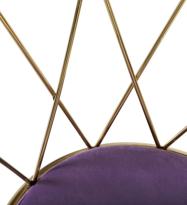 Chaise art déco Haut en velours violet et acier doré Westa - Photo n°5