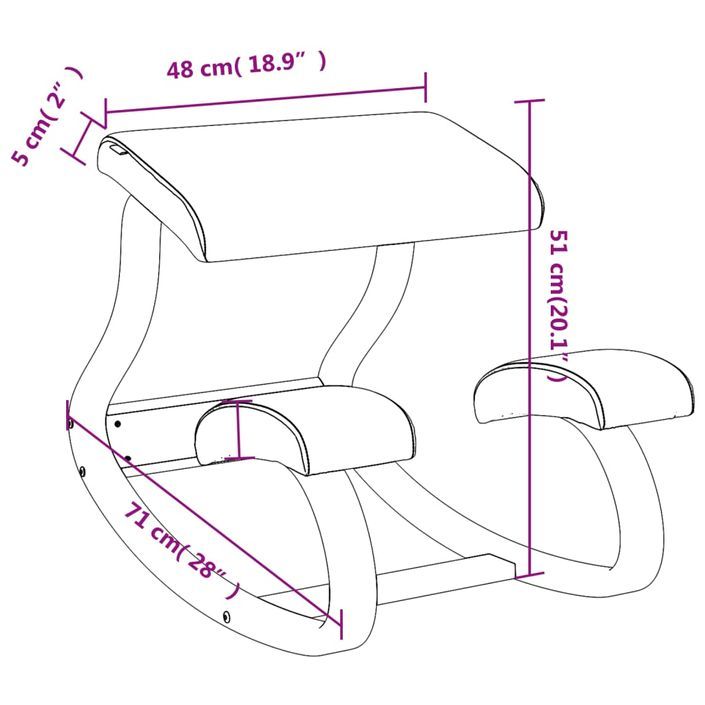 Chaise assis-genoux crème 48x71x51 cm contreplaqué de bouleau - Photo n°8
