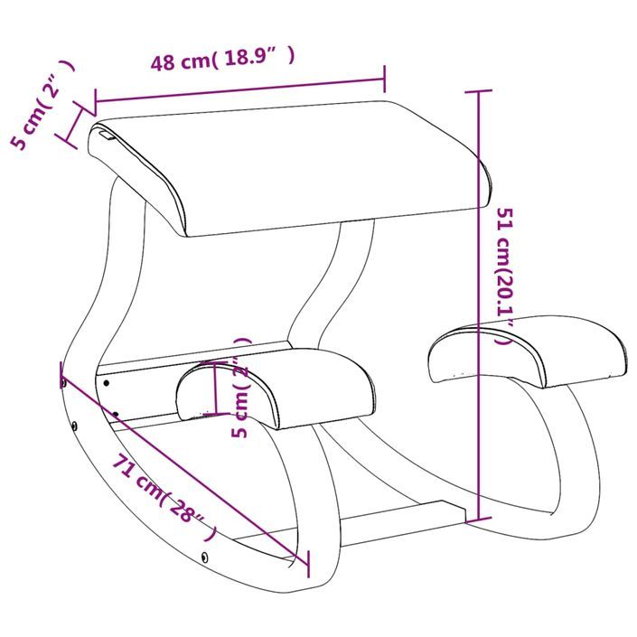 Chaise assis-genoux marron 48x71x51 cm contreplaqué de bouleau - Photo n°8