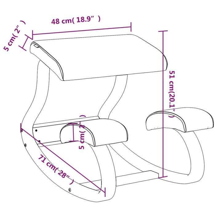 Chaise assis-genoux noir 48x71x51 cm contreplaqué de bouleau - Photo n°8