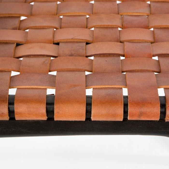 Chaise assise cuir marron et bois massif noir Feriu - Photo n°6