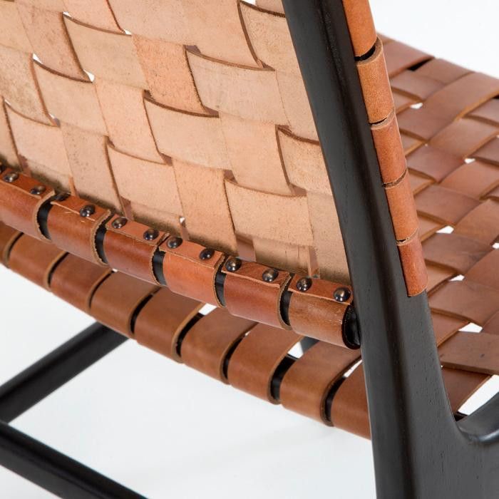 Chaise assise cuir marron et bois massif noir Feriu - Photo n°7