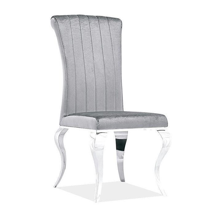 Chaise assise grise et pieds métal brillant Tyko - Lot de 4 - Photo n°2