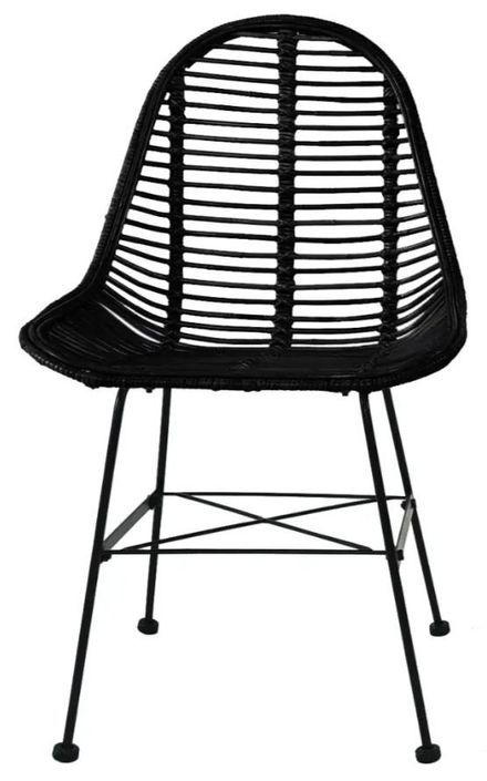 Chaise assise rotin noir et métal noir Noven - Lot de 4 - Photo n°3