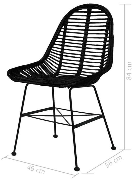 Chaise assise rotin noir et métal noir Noven - Lot de 4 - Photo n°5