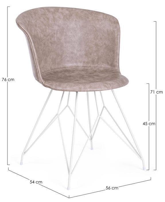 Chaise assise simili cuir beige et pieds acier Lofi - Lot de 2 - Photo n°3