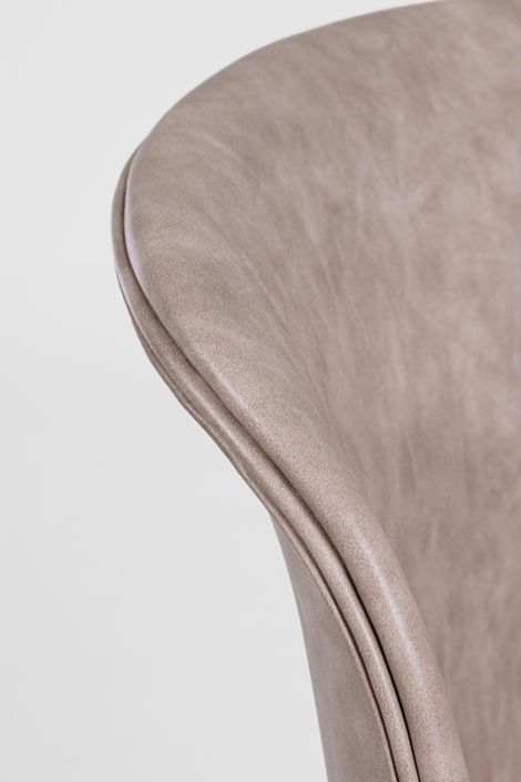 Chaise assise simili cuir beige et pieds acier Lofi - Lot de 2 - Photo n°4