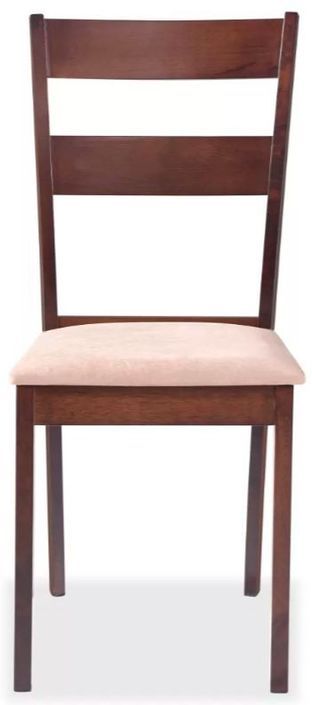 Chaise assise tissu beige et pieds hévéa massif foncé Nyca - Lot de 2 - Photo n°2