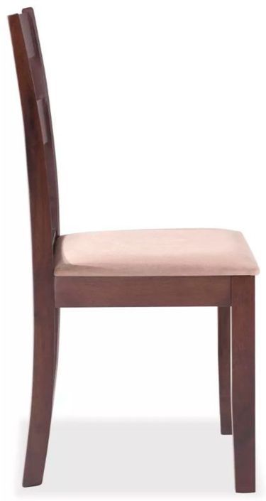 Chaise assise tissu beige et pieds hévéa massif foncé Nyca - Lot de 2 - Photo n°4