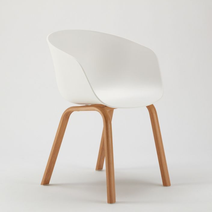 Chaise avec accoudoir blanche et pieds métal effet bois naturel Norky - Photo n°4