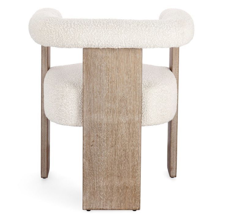 Chaise avec accoudoir en tissu bouclette et structure en bois – Modèle Agathy - Photo n°4