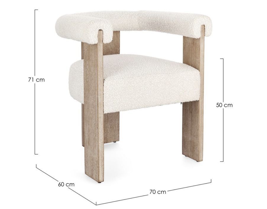 Chaise avec accoudoir en tissu bouclette et structure en bois – Modèle Agathy - Photo n°8