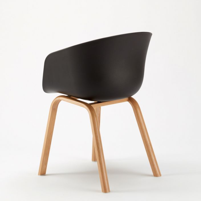 Chaise avec accoudoir noir et pieds métal effet bois naturel Norky - Photo n°3