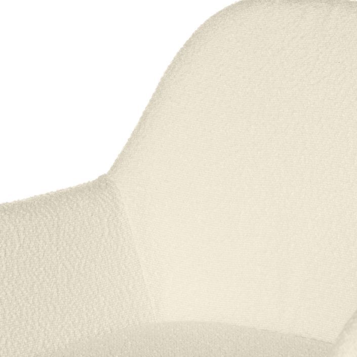 Chaise avec accoudoir tissu effet peau de mouton crème et pieds métal noir Malio - Photo n°6