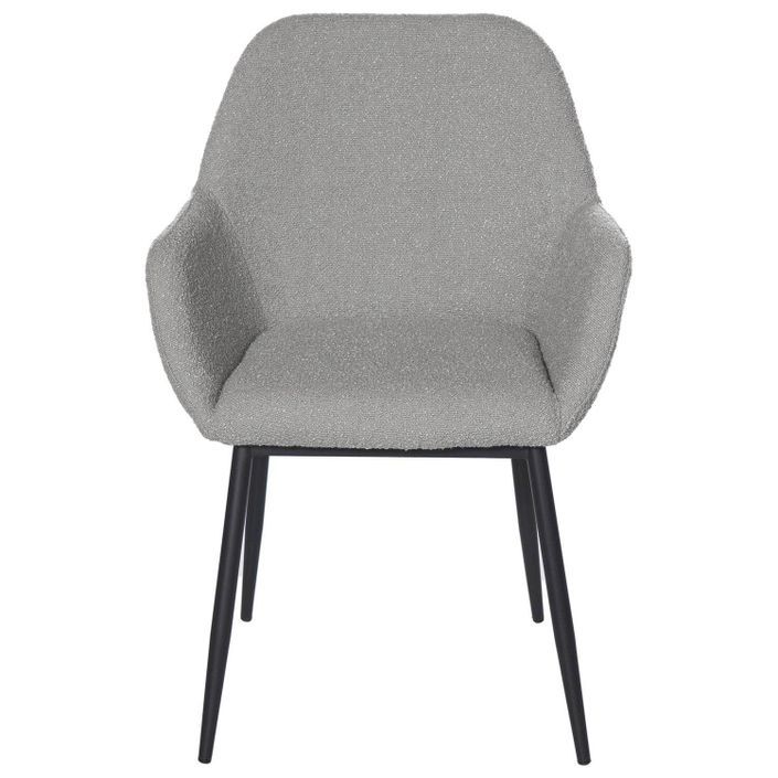 Chaise avec accoudoir tissu effet peau de mouton gris clair et pieds métal noir Malio - Photo n°4