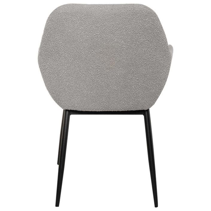 Chaise avec accoudoir tissu effet peau de mouton gris clair et pieds métal noir Malio - Photo n°5