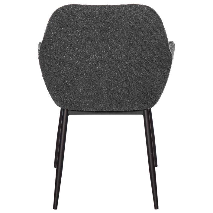 Chaise avec accoudoir tissu effet peau de mouton gris foncé et pieds métal noir Malio - Photo n°5