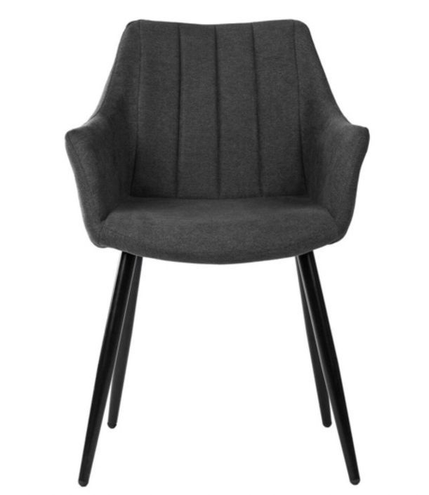 Chaise avec accoudoir tissu matelassé et acier noir Kony - Photo n°9