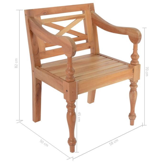 Chaise avec accoudoirs bois acajou massif clair Gardene - Lot de 2 - Photo n°7