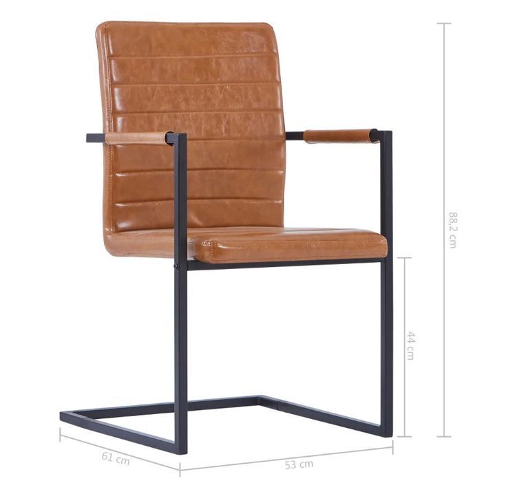 Chaise avec accoudoirs cuir marron cognac et pieds métal noir Kandy - Lot de 4 - Photo n°7