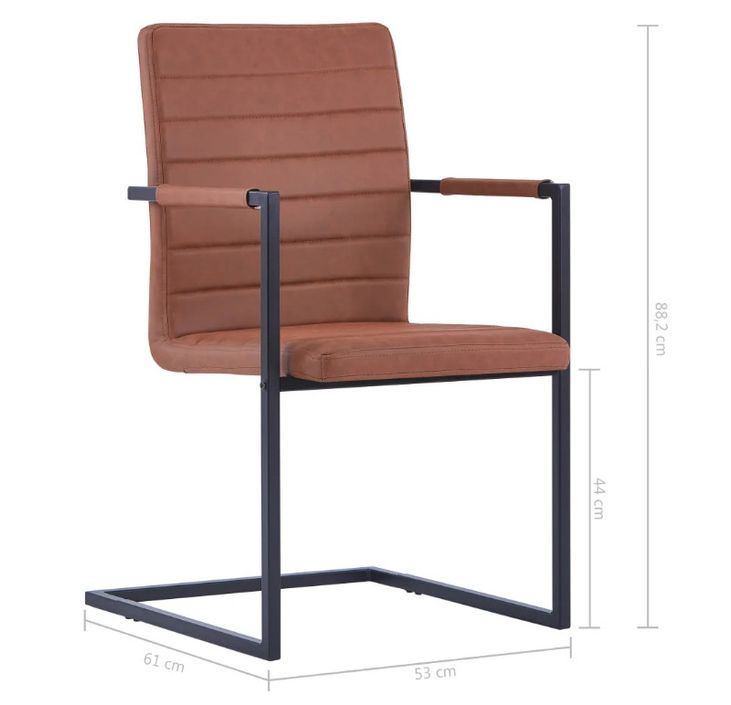 Chaise avec accoudoirs cuir marron et pieds métal noir Kandy - Lot de 2 - Photo n°7