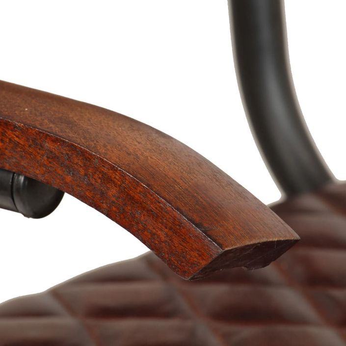 Chaise avec accoudoirs cuir marron et pieds métal noir Moundir - Lot de 2 - Photo n°7