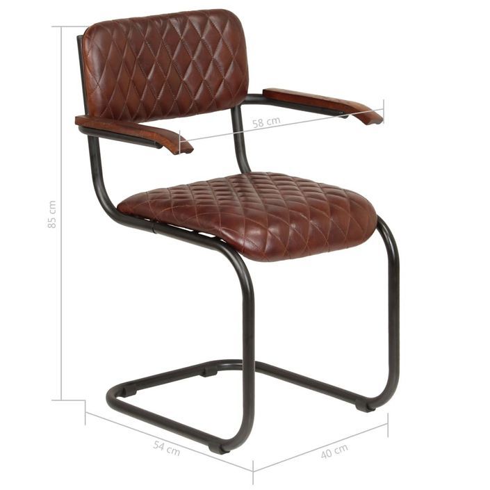 Chaise avec accoudoirs cuir marron et pieds métal noir Moundir - Lot de 2 - Photo n°9