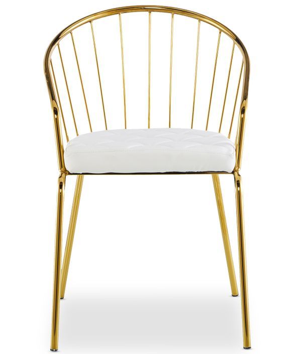 Chaise avec accoudoirs métal doré et assise simili blanc Vintel - Lot de 2 - Photo n°6