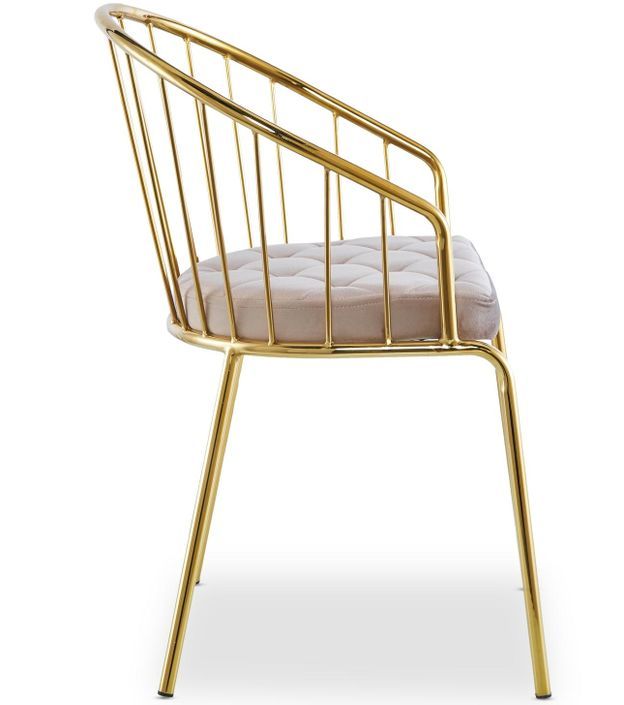 Chaise avec accoudoirs métal doré et assise velours taupe Vintel - Lot de 2 - Photo n°4