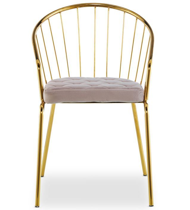 Chaise avec accoudoirs métal doré et assise velours taupe Vintel - Lot de 2 - Photo n°6
