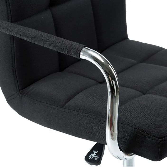 Chaise avec accoudoirs pivotante tissu noir et métal chromé Soraya - Lot de 2 - Photo n°7