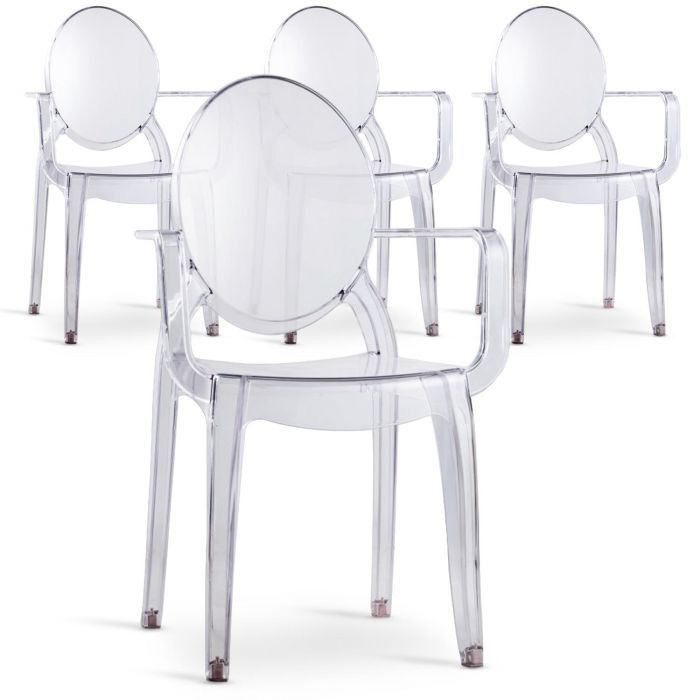 Chaise avec accoudoirs polycarbonate transparent Namon - Lot de 4 - Photo n°1
