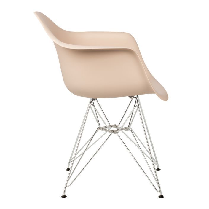 Chaise avec accoudoirs polypropylène beige foncé mate et pieds acier chromé Croizy - Photo n°3
