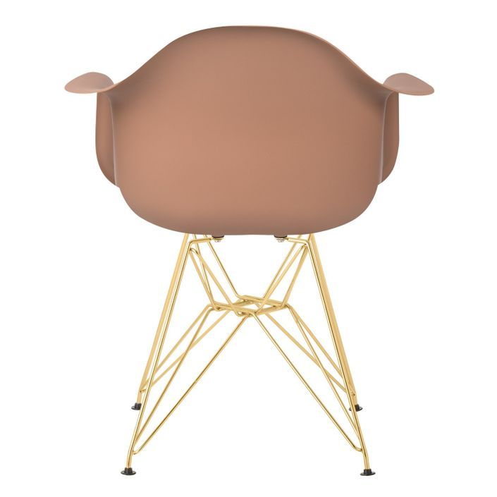 Chaise avec accoudoirs polypropylène camel mate et pieds acier doré Croizy - Photo n°3