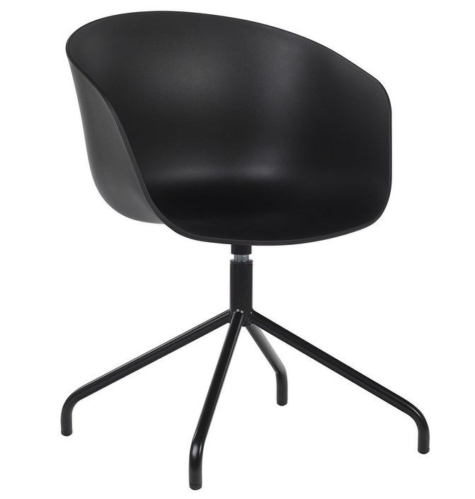 Chaise avec accoudoirs polypropylène noir et métal noir Wau - Photo n°1