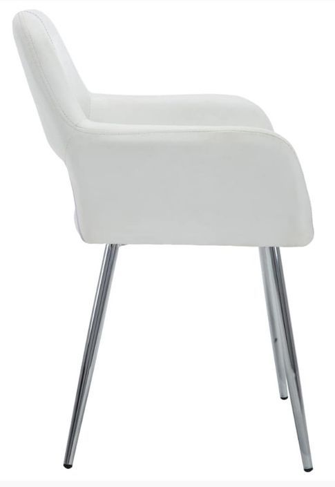 Chaise avec accoudoirs simili cuir blanc et pieds métal chromé Tsu - Lot de 2 - Photo n°4