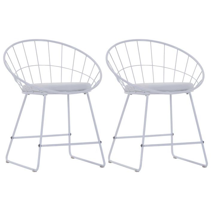 Chaise avec accoudoirs simili cuir et pieds métal blanc Shelb - Lot de 2 - Photo n°2