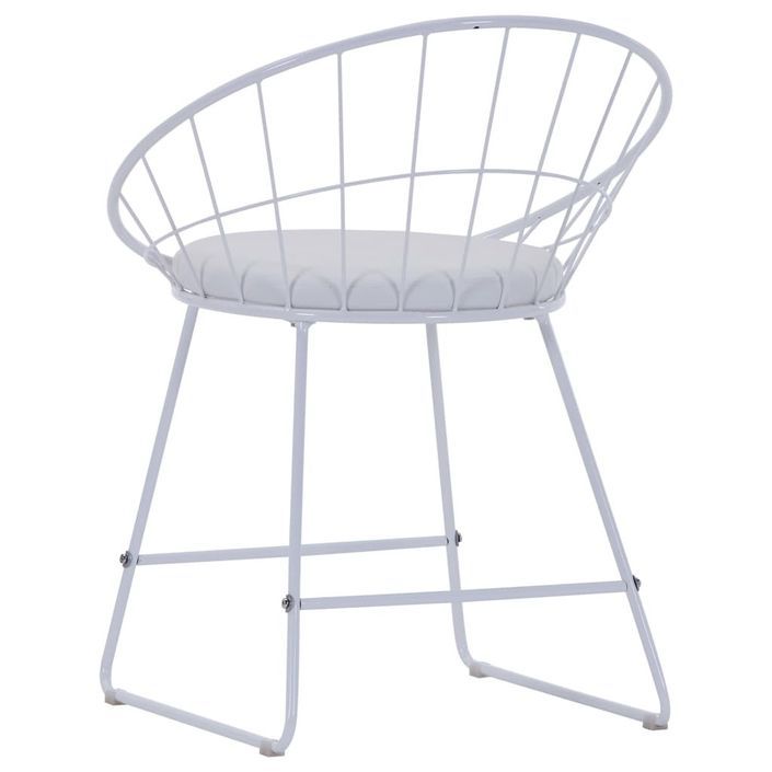 Chaise avec accoudoirs simili cuir et pieds métal blanc Shelb - Lot de 2 - Photo n°5