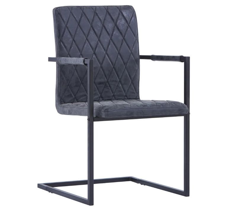 Chaise avec accoudoirs simili cuir et pieds métal noir Canti - Lot de 2 - Photo n°1
