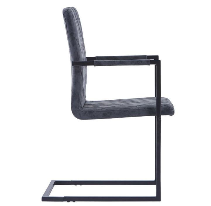 Chaise avec accoudoirs simili cuir et pieds métal noir Canti - Lot de 2 - Photo n°4