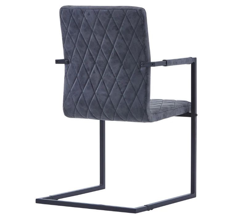 Chaise avec accoudoirs simili cuir et pieds métal noir Canti - Lot de 2 - Photo n°5