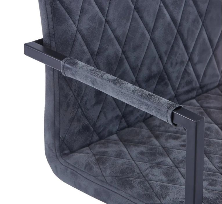 Chaise avec accoudoirs simili cuir et pieds métal noir Canti - Lot de 2 - Photo n°6
