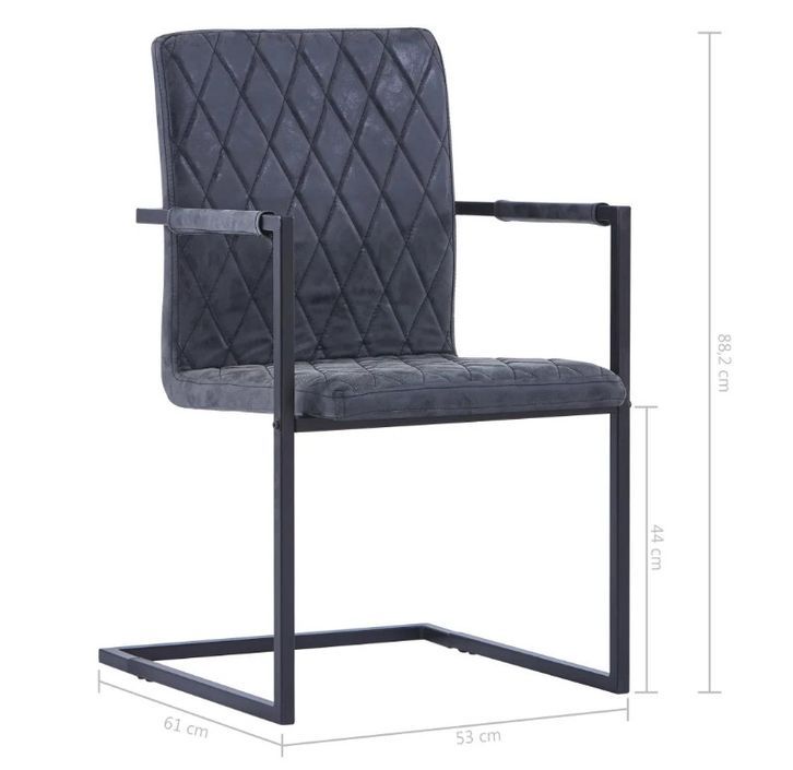 Chaise avec accoudoirs simili cuir et pieds métal noir Canti - Lot de 2 - Photo n°7