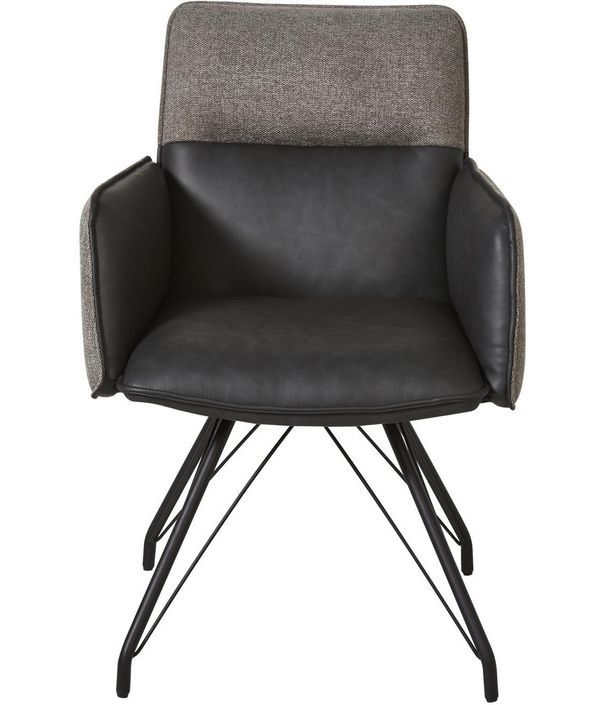 Chaise avec accoudoirs simili cuir et pieds métal noir Collin - Lot de 2 - Photo n°2