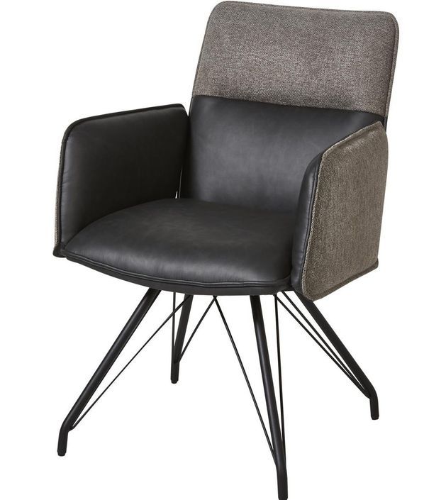 Chaise avec accoudoirs simili cuir et pieds métal noir Collin - Lot de 2 - Photo n°4