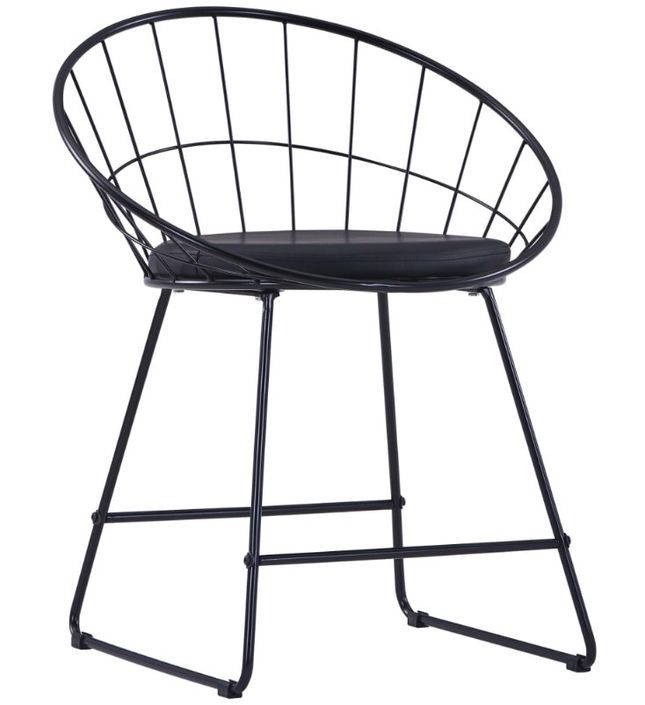 Chaise avec accoudoirs simili cuir et pieds métal noir Shelb - Lot de 2 - Photo n°1