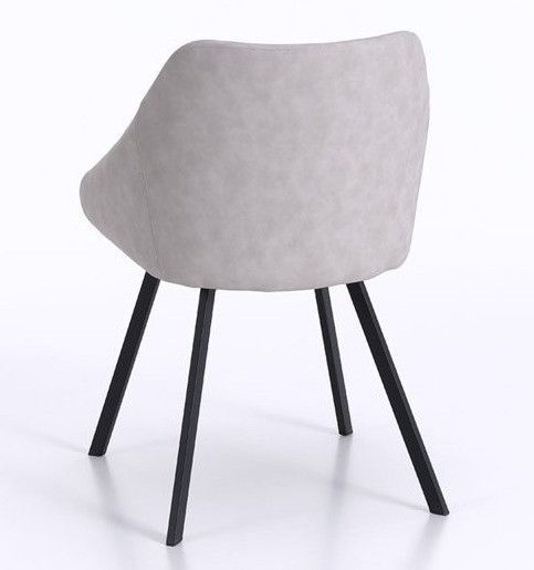 Chaise avec accoudoirs simili cuir gris et pieds métal noir Moza - Lot de 2 - Photo n°2