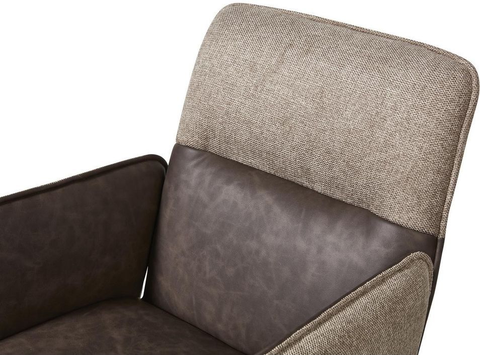 Chaise avec accoudoirs simili cuir marron et pieds métal noir Collin - Lot de 2 - Photo n°8